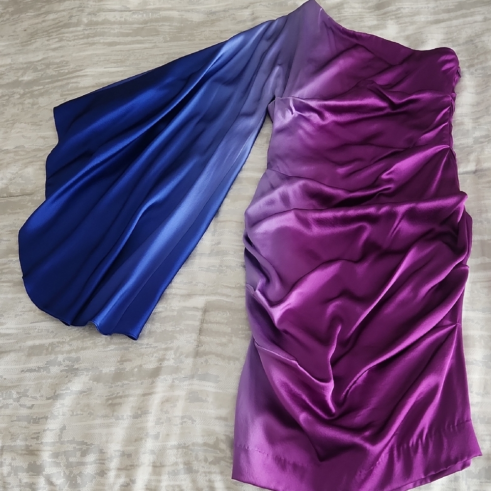 Nicole Miller Purple Satin Dress - Picture 3 of 6